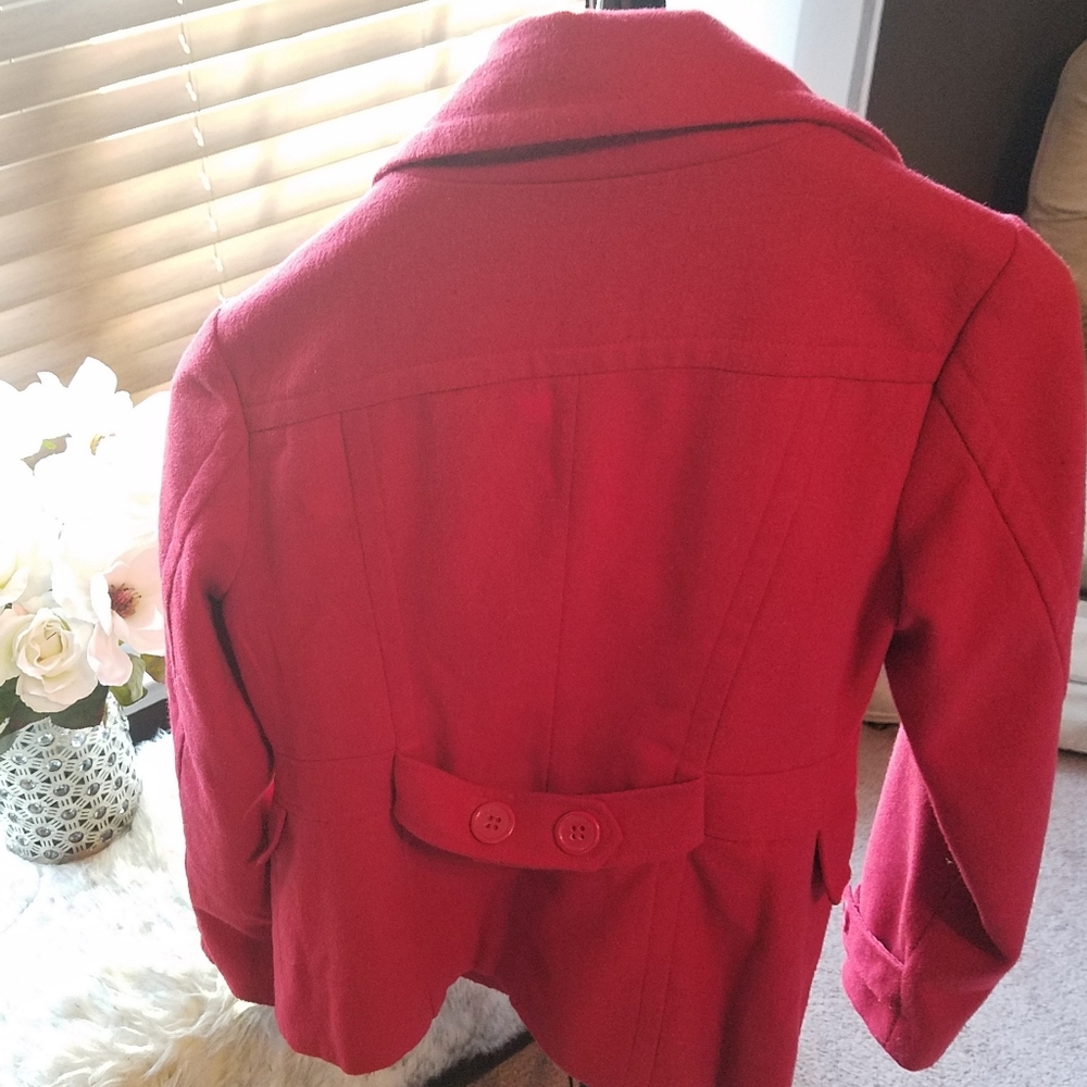 ❤CoffeeShop Red Double Breasted Pea Coat 🧥 - Picture 4 of 8